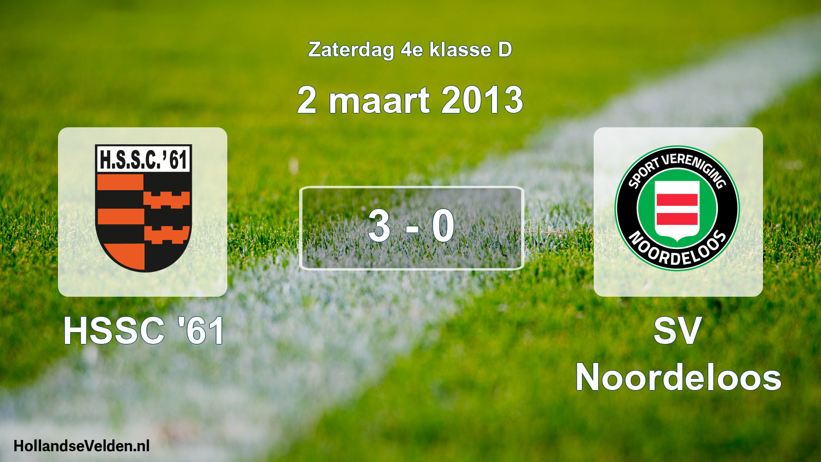 Total number of matches played: HSSC '61 - SV Noordeloos 3 - 0 (2 March 2013)