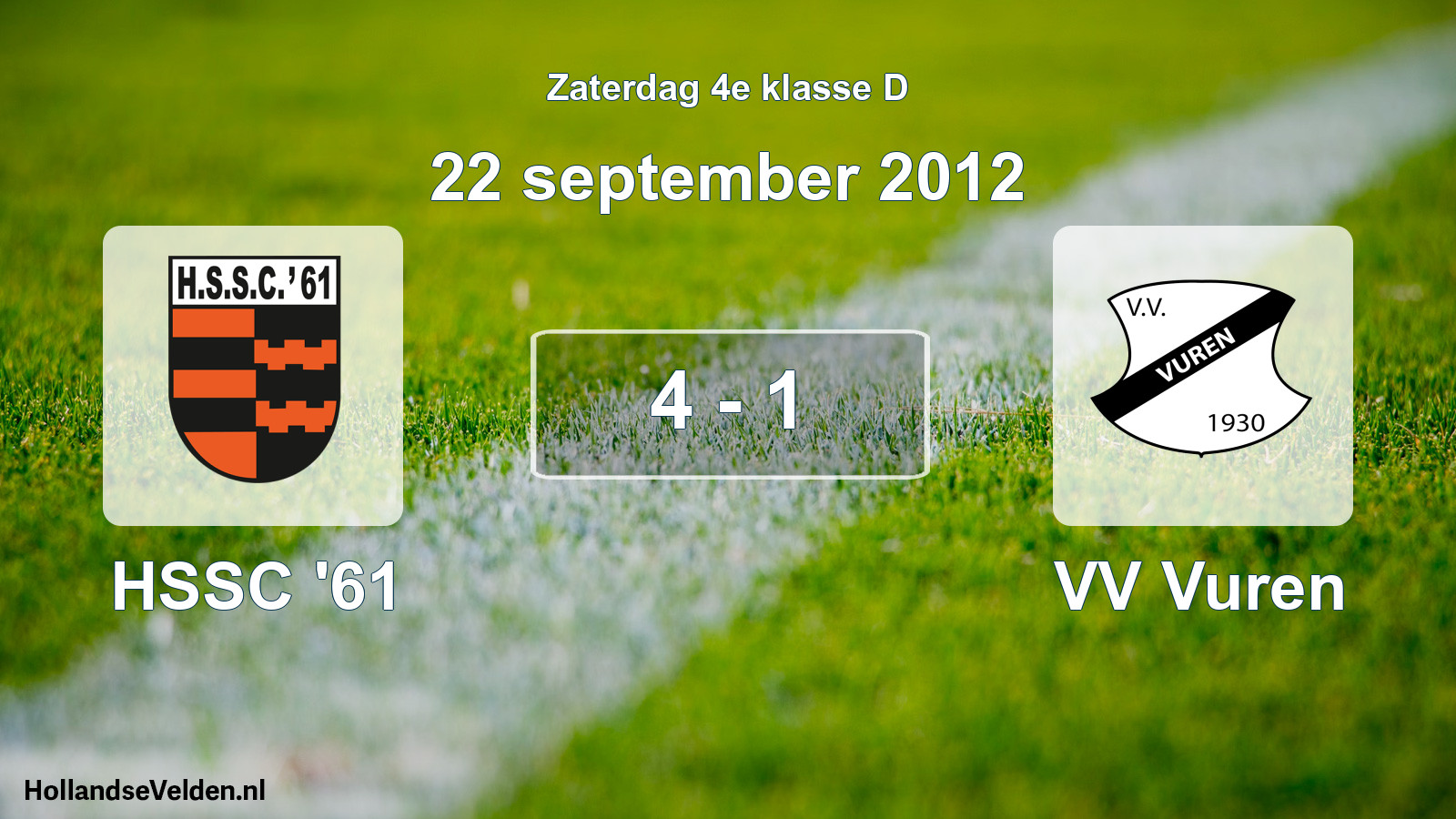 Total number of matches played: HSSC '61 - VV Vuren 4 - 1 (22 September 2012)