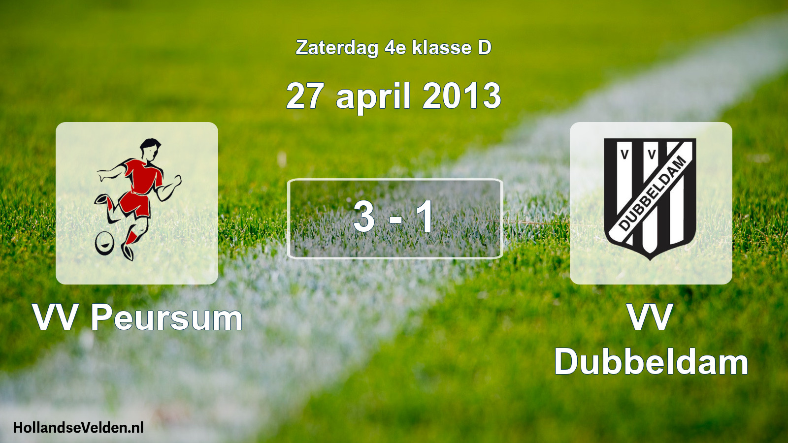 Total number of matches played: VV Peursum - VV Dubbeldam 3 - 1 (27 April 2013)