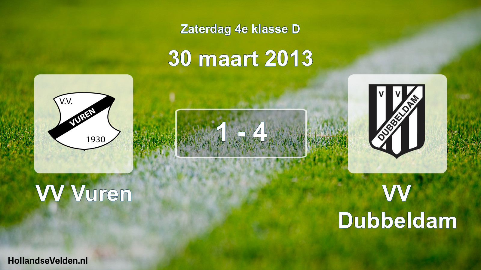 Total number of matches played: VV Vuren - VV Dubbeldam 1 - 4 (30 March 2013)