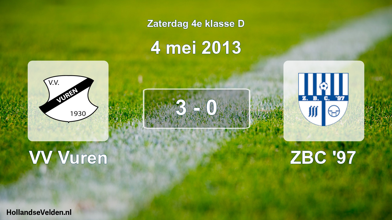 Total number of matches played: VV Vuren - ZBC '97 3 - 0 (4 May 2013)