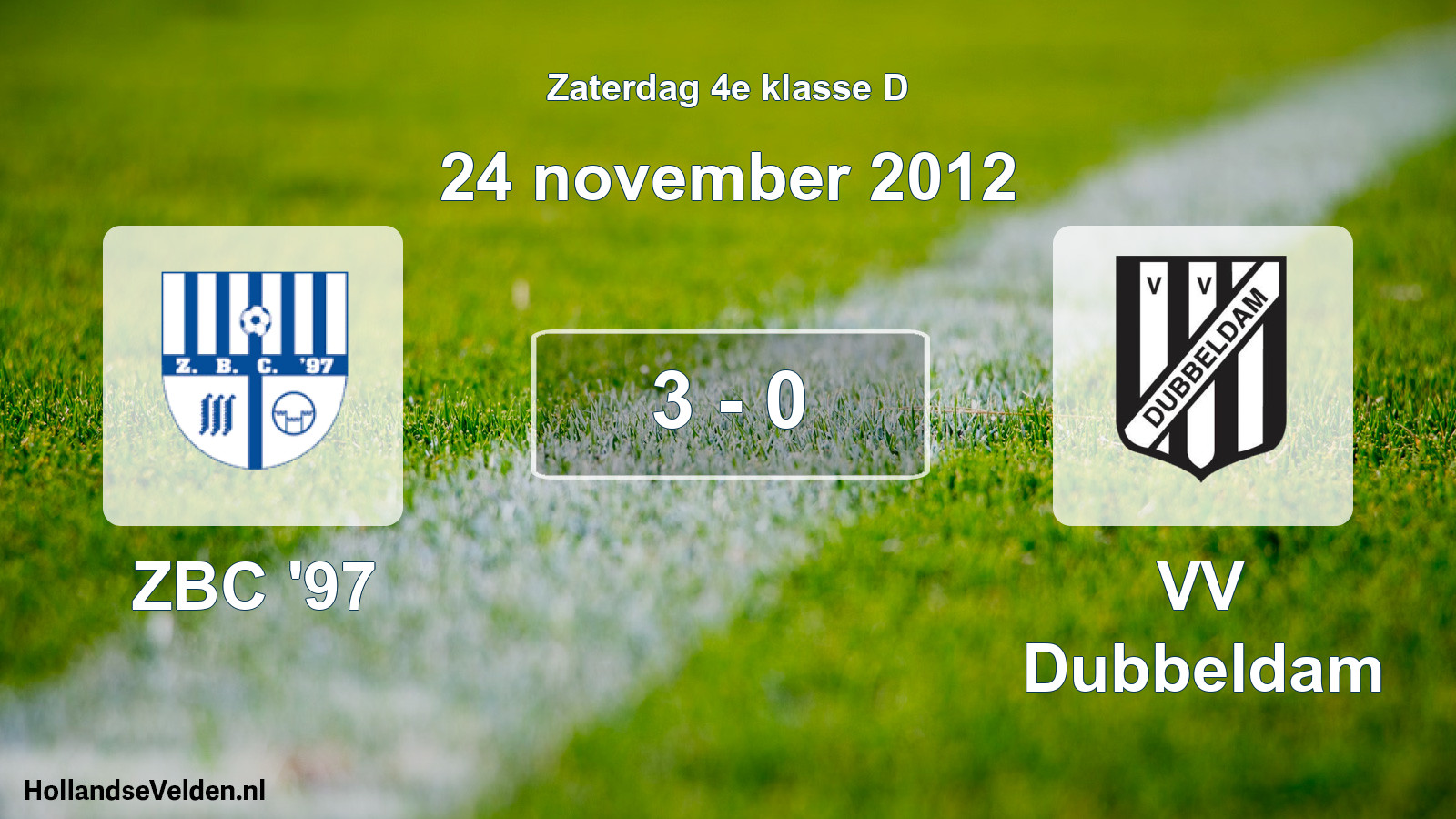 Total number of matches played: ZBC '97 - VV Dubbeldam 3 - 0 (24 November 2012)