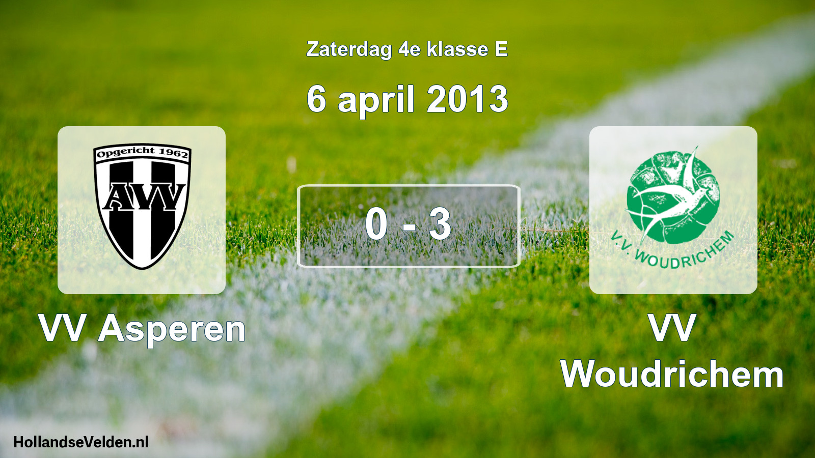 Total number of matches played: VV Asperen - VV Woudrichem 0 - 3 (6 April 2013)