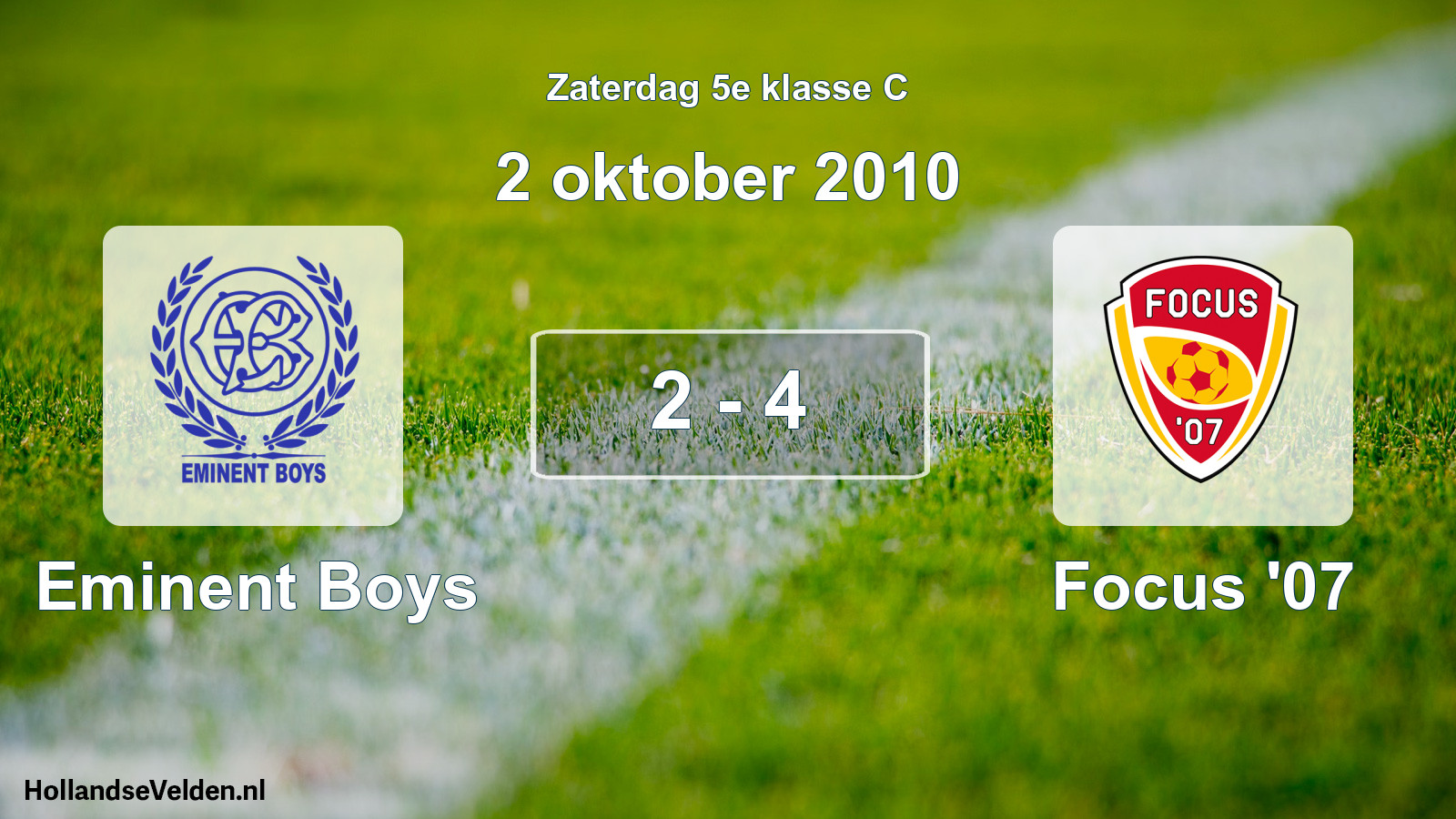 Total number of matches played: Eminent Boys - Focus '07 2 - 4 (2 October 2010)