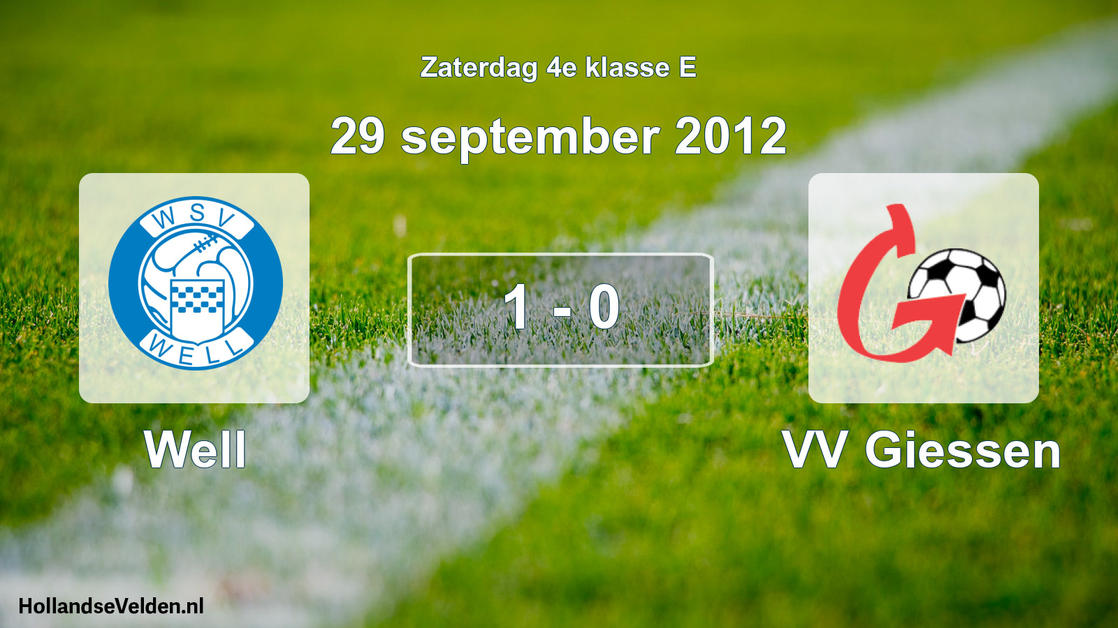 Total number of matches played: Well - VV Giessen 1 - 0 (29 September 2012)