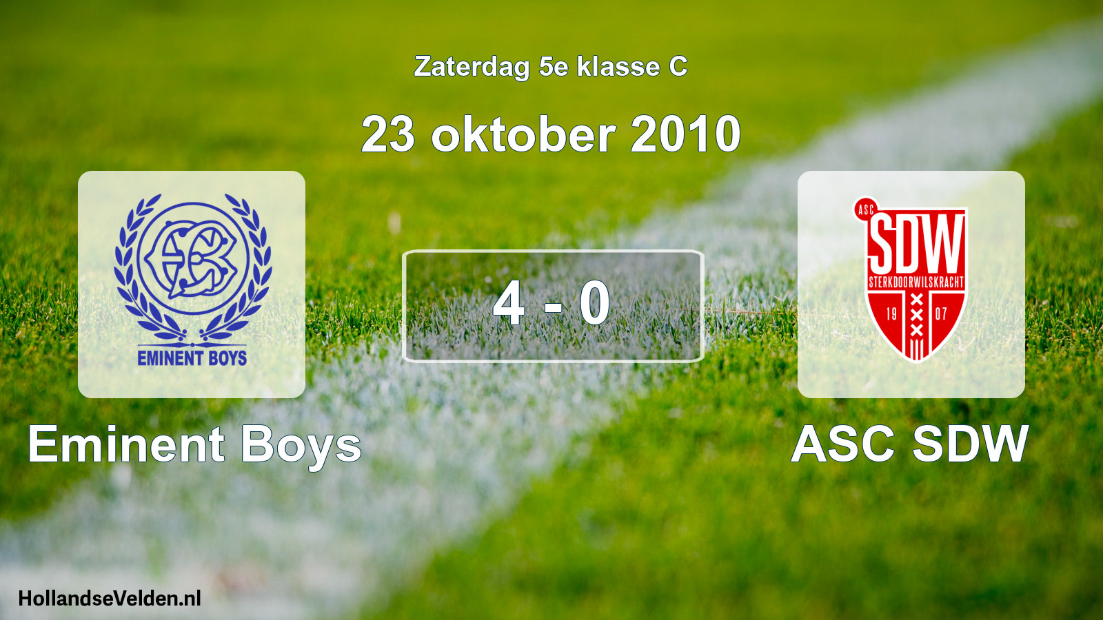Total number of matches played: Eminent Boys - ASC SDW 4 - 0 (23 October 2010)