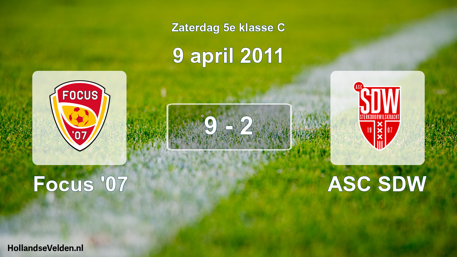 Total number of matches played: Focus '07 - ASC SDW 9 - 2 (9 April 2011)