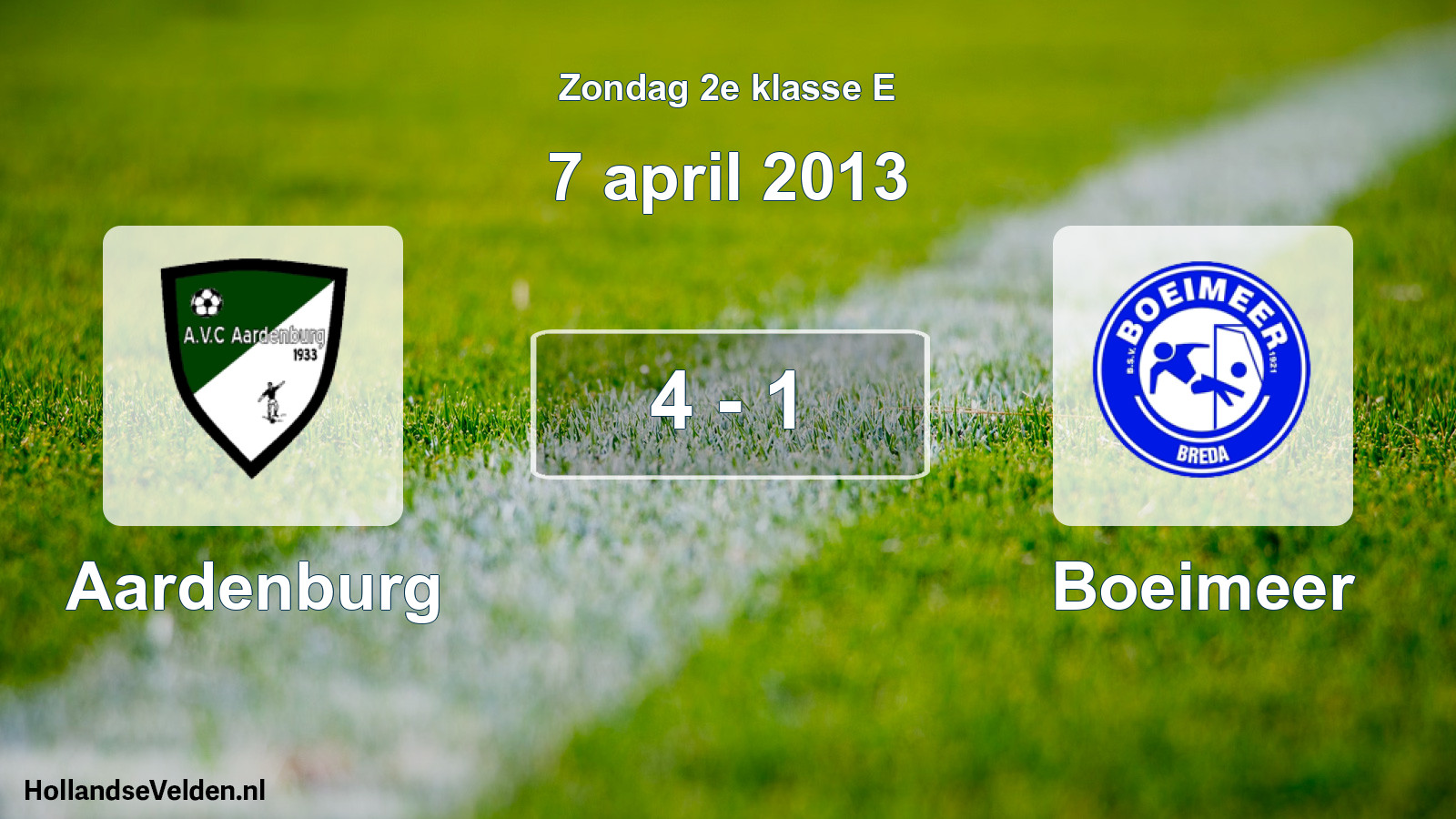 Total number of matches played: Aardenburg - Boeimeer 4 - 1 (7 April 2013)