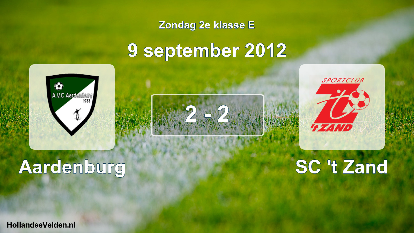 Total number of matches played: Aardenburg - SC 't Zand 2 - 2 (9 September 2012)