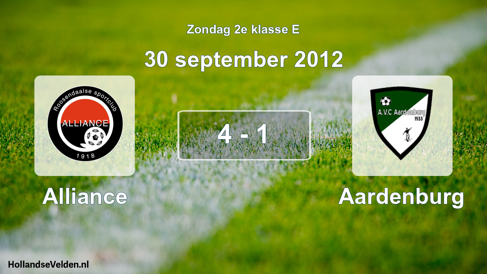 Total number of matches played: Alliance - Aardenburg 4 - 1 (30 September 2012)