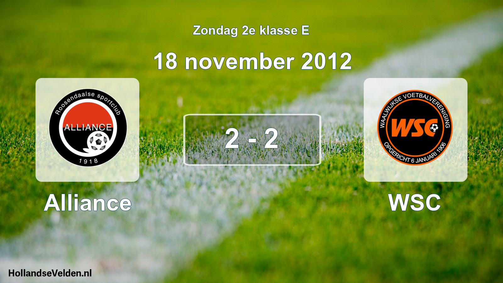Total number of matches played: Alliance - WSC 2 - 2 (18 November 2012)