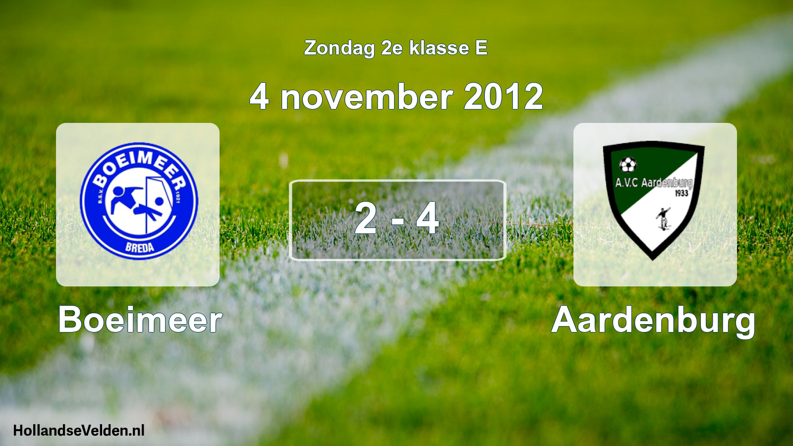 Total number of matches played: Boeimeer - Aardenburg 2 - 4 (4 November 2012)