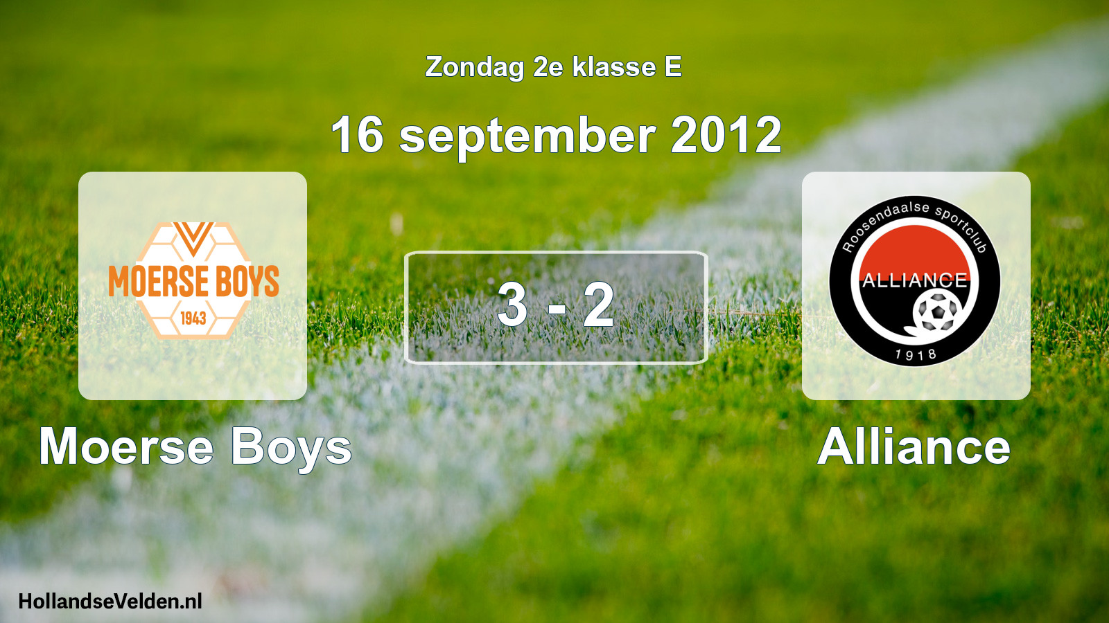 Total number of matches played: Moerse Boys - Alliance 3 - 2 (16 September 2012)