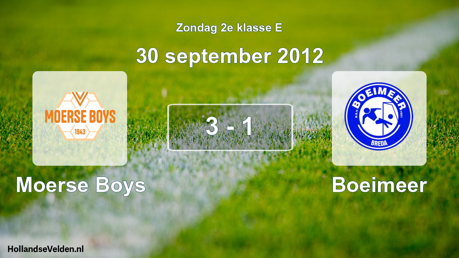 Total number of matches played: Moerse Boys - Boeimeer 3 - 1 (30 September 2012)