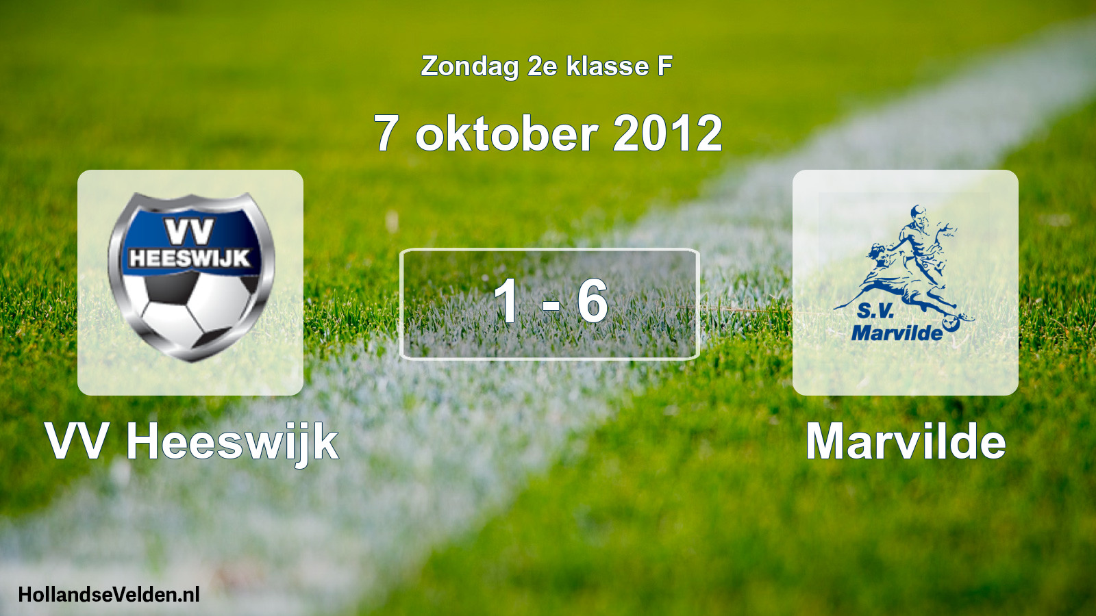 Total number of matches played: VV Heeswijk - Marvilde 1 - 6 (7 October 2012)