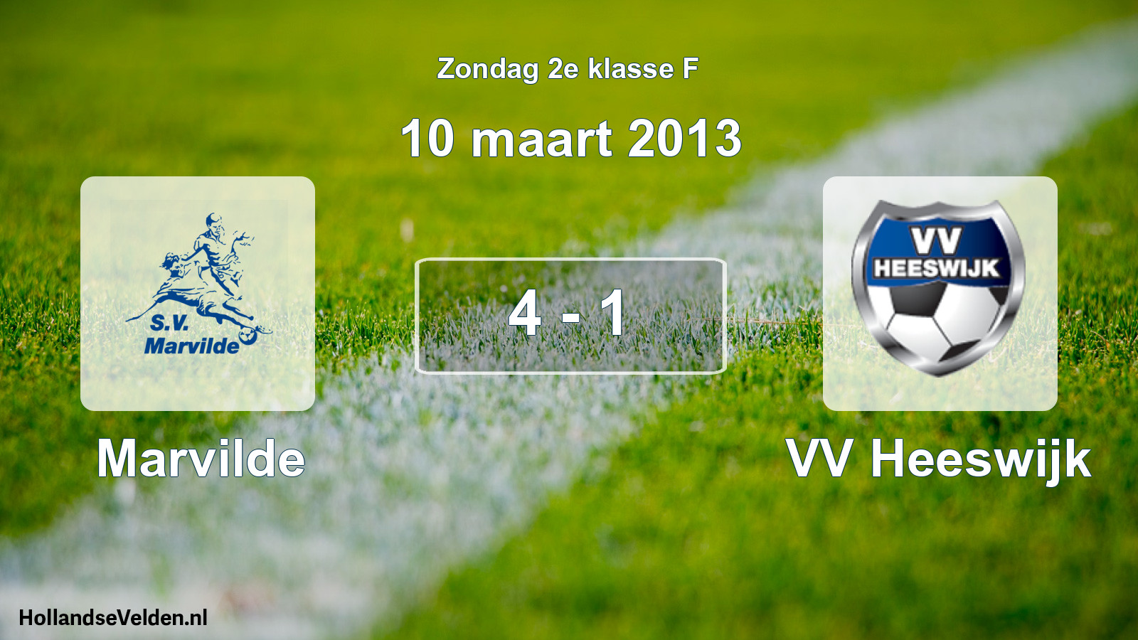 Total number of matches played: Marvilde - VV Heeswijk 4 - 1 (10 March 2013)
