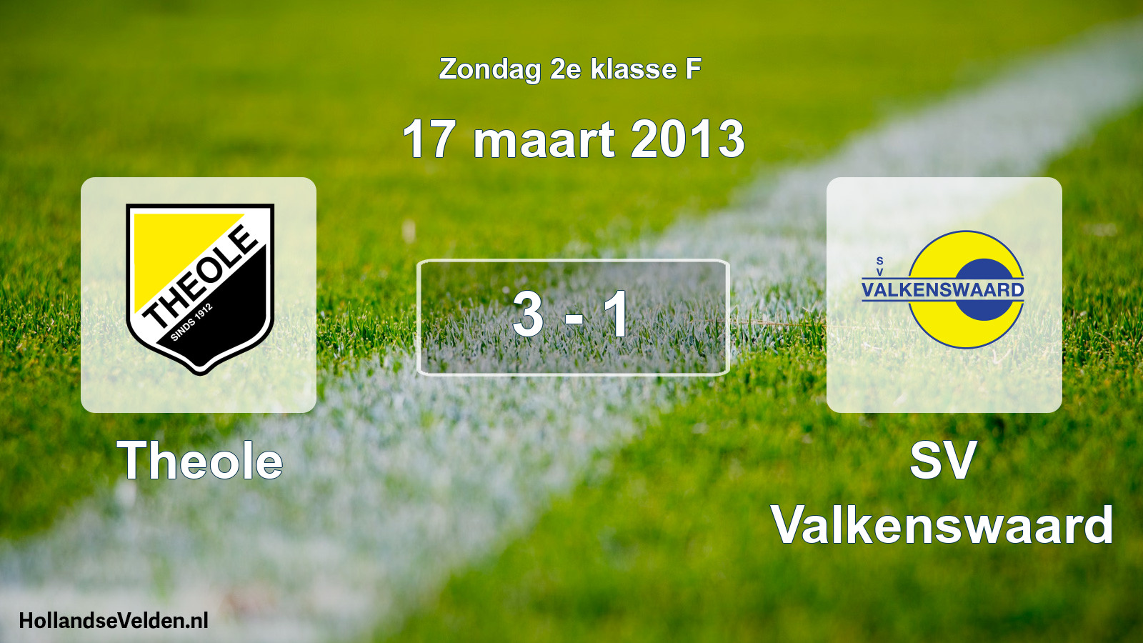 Total number of matches played: Theole - SV Valkenswaard 3 - 1 (17 March 2013)