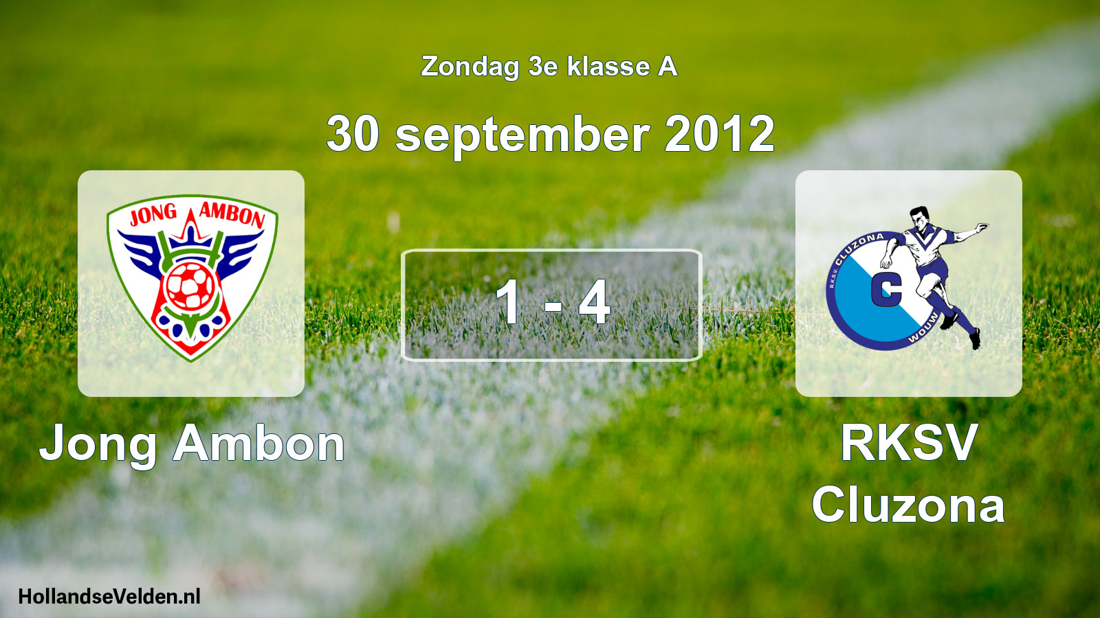 Total number of matches played: Jong Ambon - RKSV Cluzona 1 - 4 (30 September 2012)