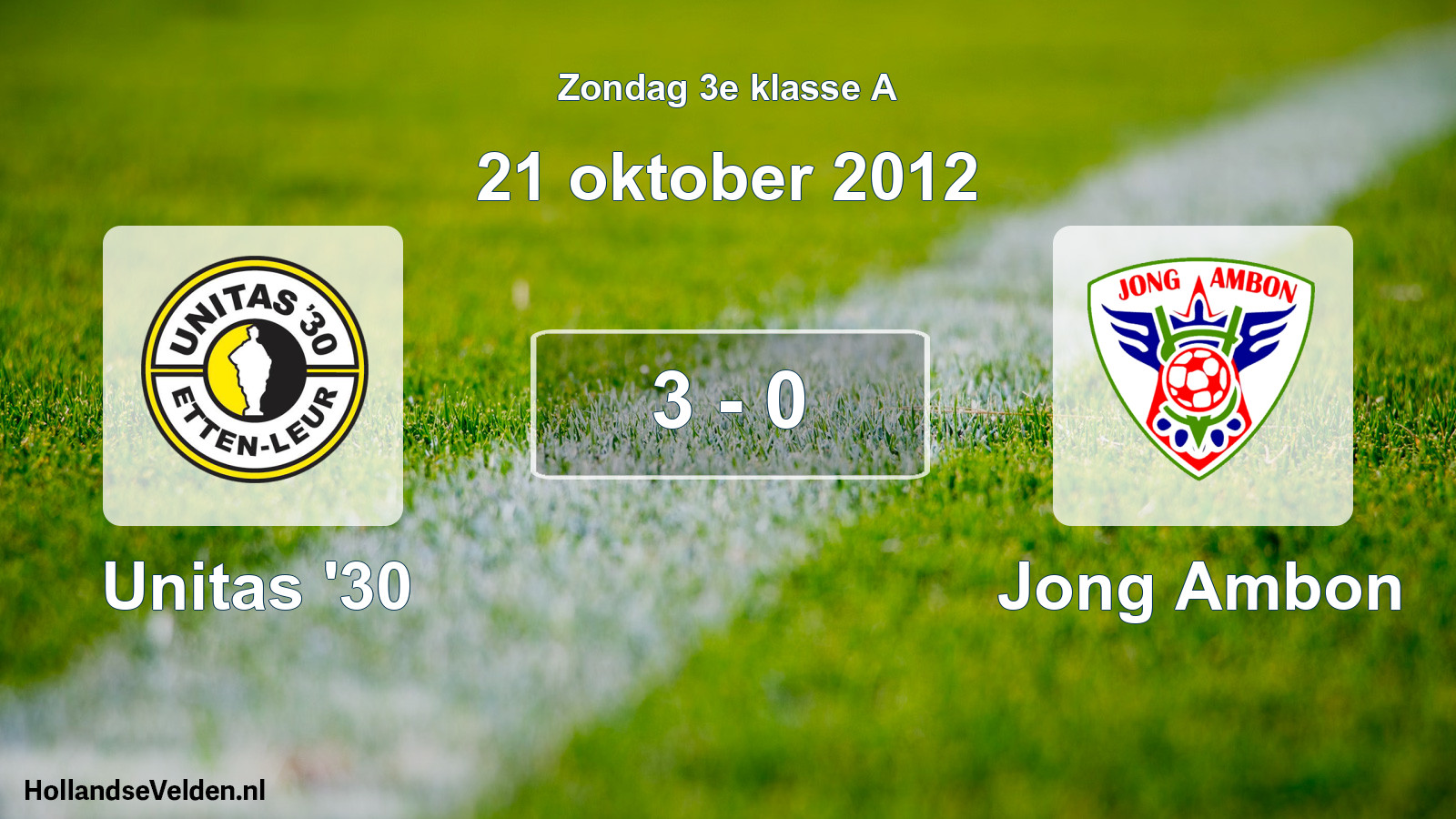 Total number of matches played: Unitas '30 - Jong Ambon 3 - 0 (21 October 2012)