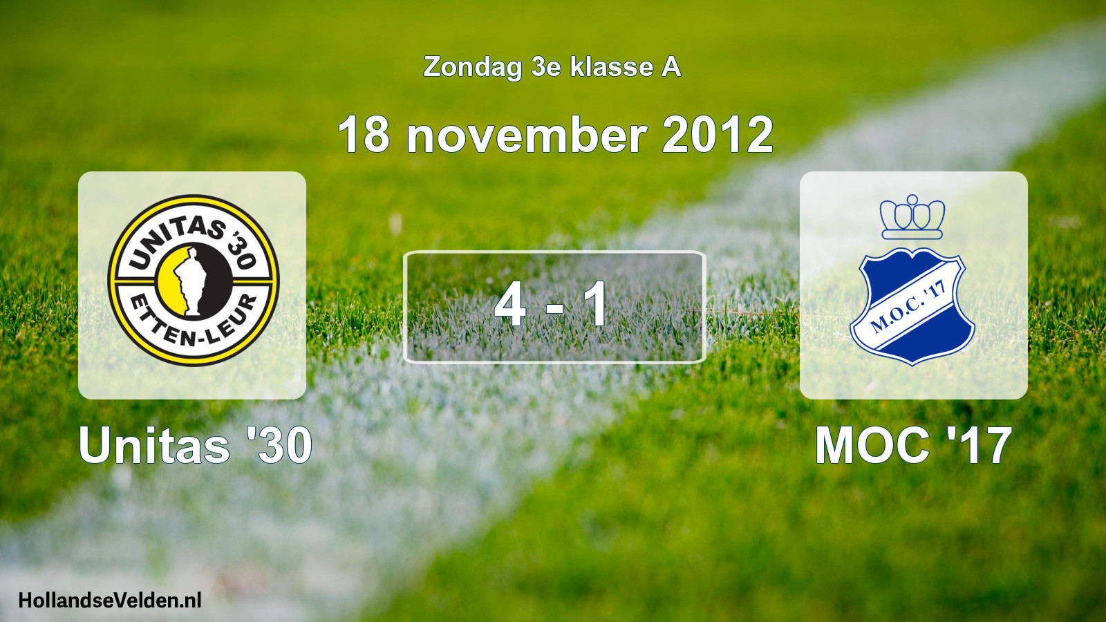 Total number of matches played: Unitas '30 - MOC '17 4 - 1 (18 November 2012)