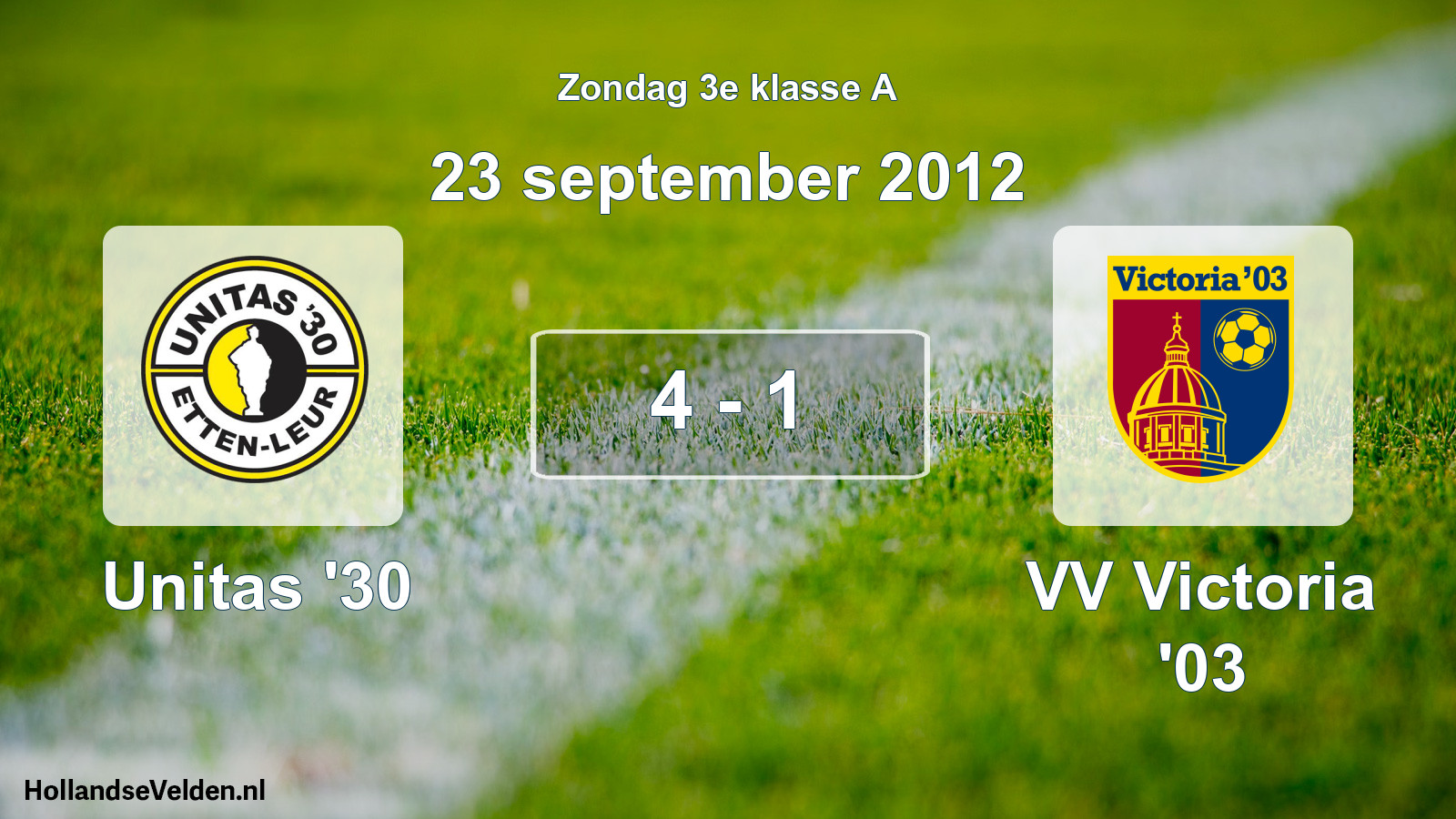 Total number of matches played: Unitas '30 - VV Victoria '03 4 - 1 (23 September 2012)
