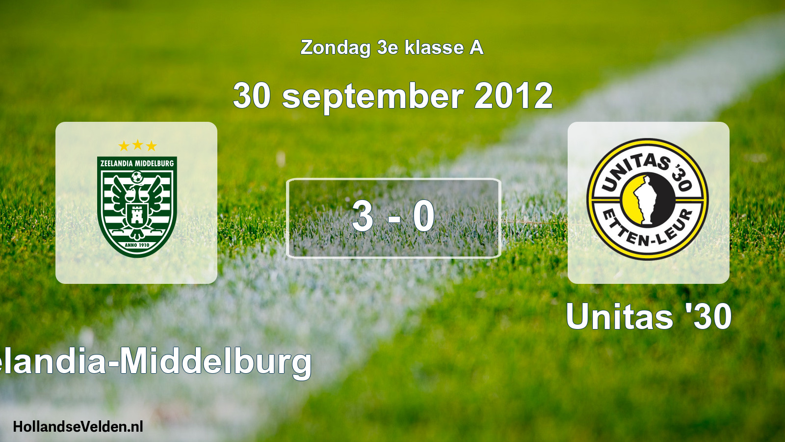 Total number of matches played: Zeelandia-Middelburg - Unitas '30 3 - 0 (30 September 2012)
