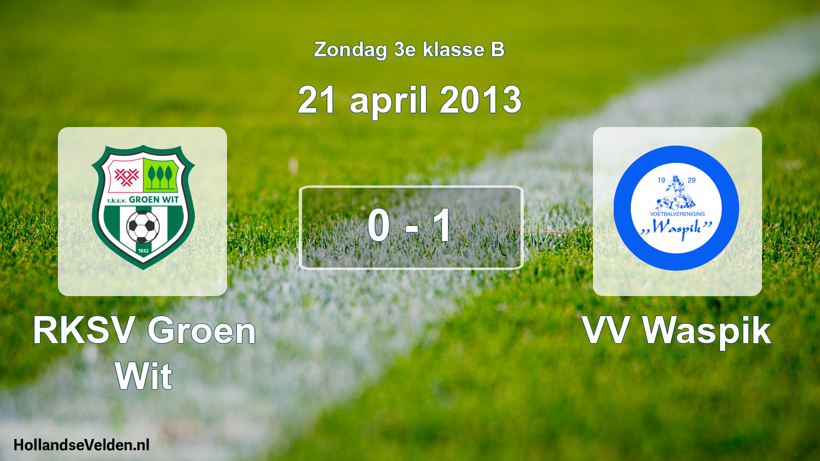 Total number of matches played: RKSV Groen Wit - VV Waspik 0 - 1 (21 April 2013)