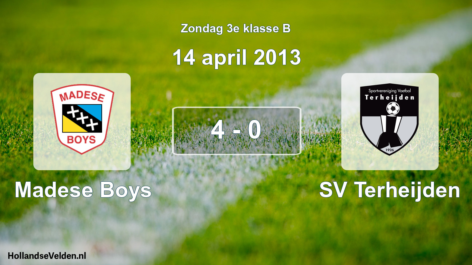 Total number of matches played: Madese Boys - SV Terheijden 4 - 0 (14 April 2013)
