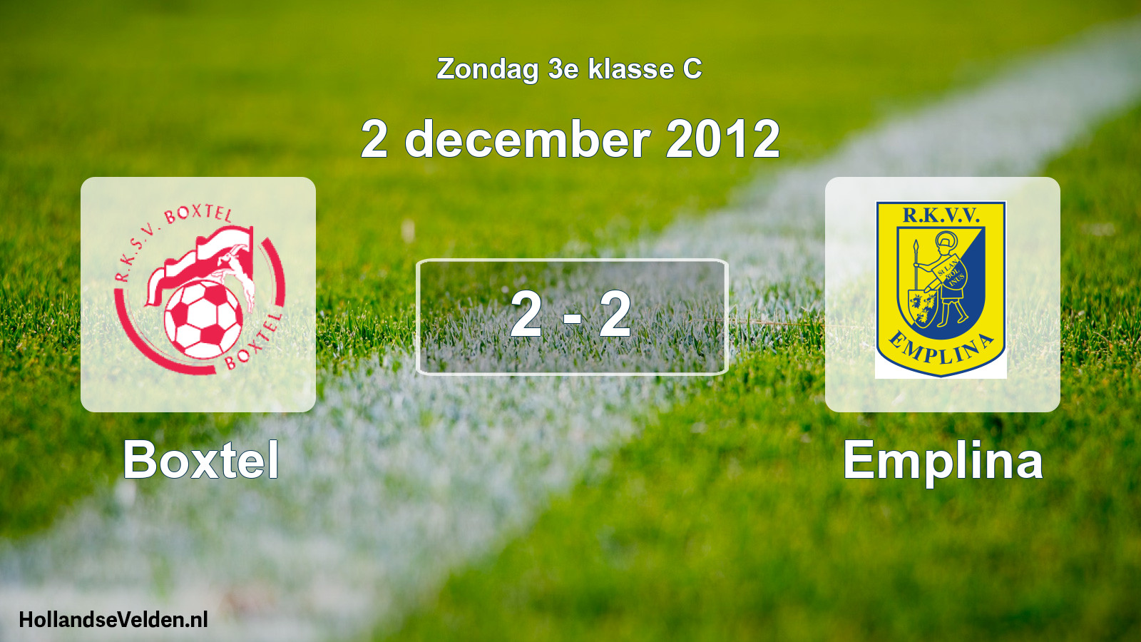 Total number of matches played: Boxtel - Emplina 2 - 2 (2 December 2012)