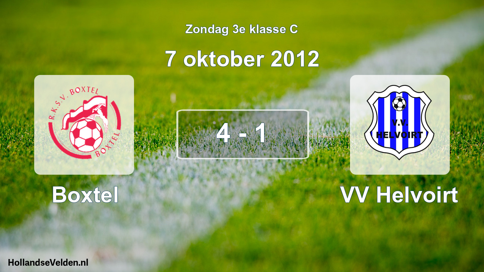 Total number of matches played: Boxtel - VV Helvoirt 4 - 1 (7 October 2012)