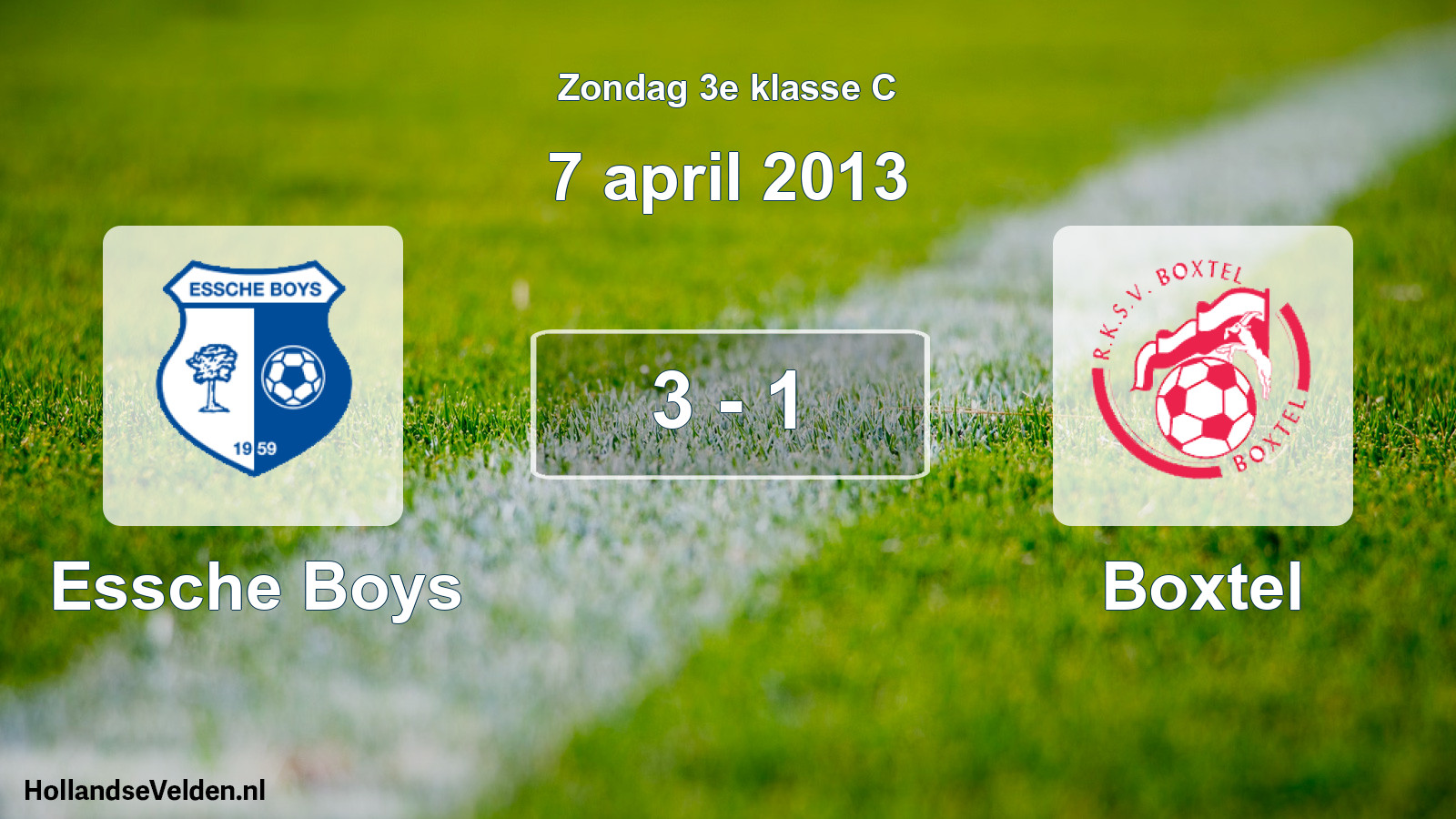 Total number of matches played: Essche Boys - Boxtel 3 - 1 (7 April 2013)
