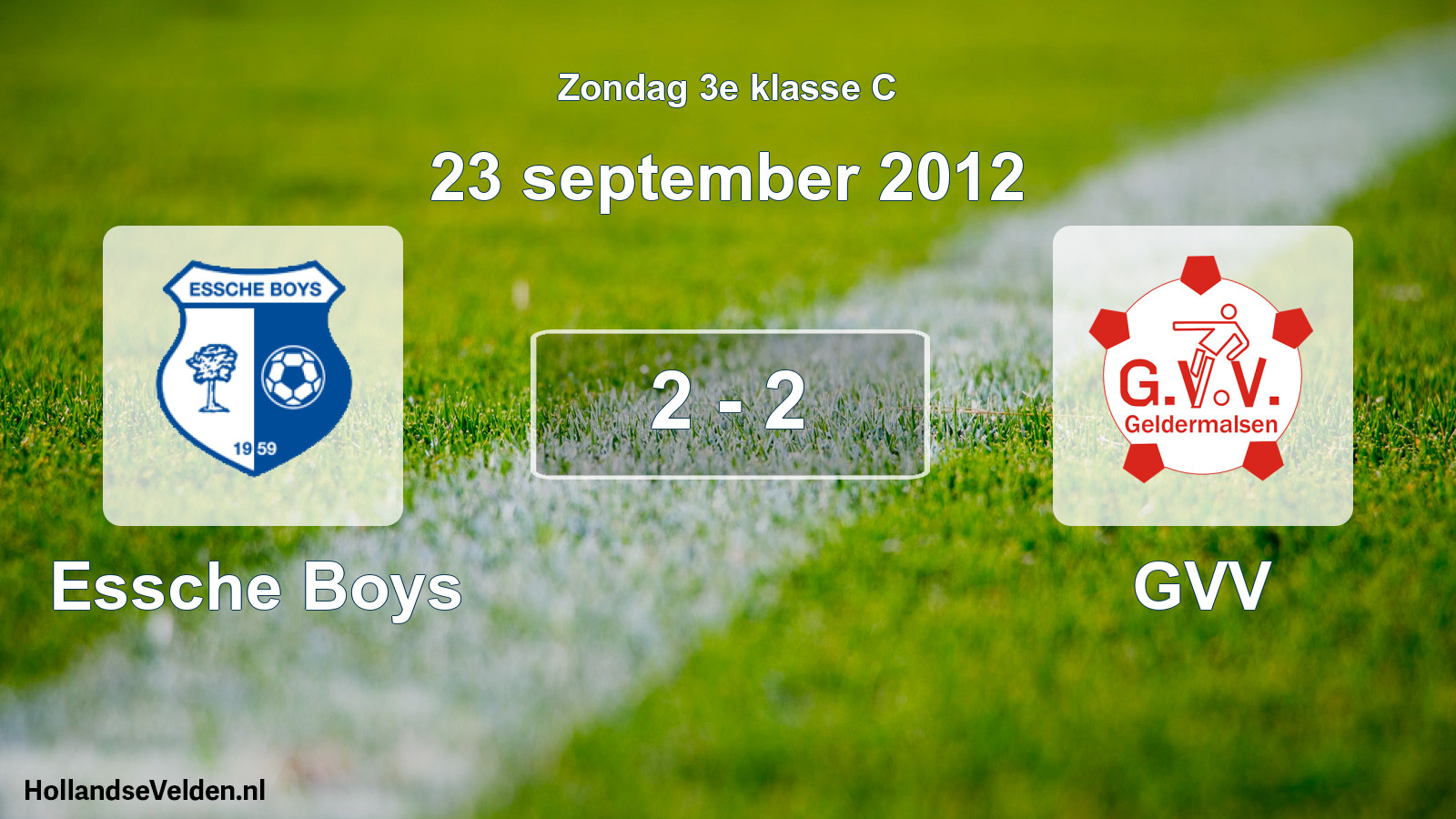 Total number of matches played: Essche Boys - GVV 2 - 2 (23 September 2012)