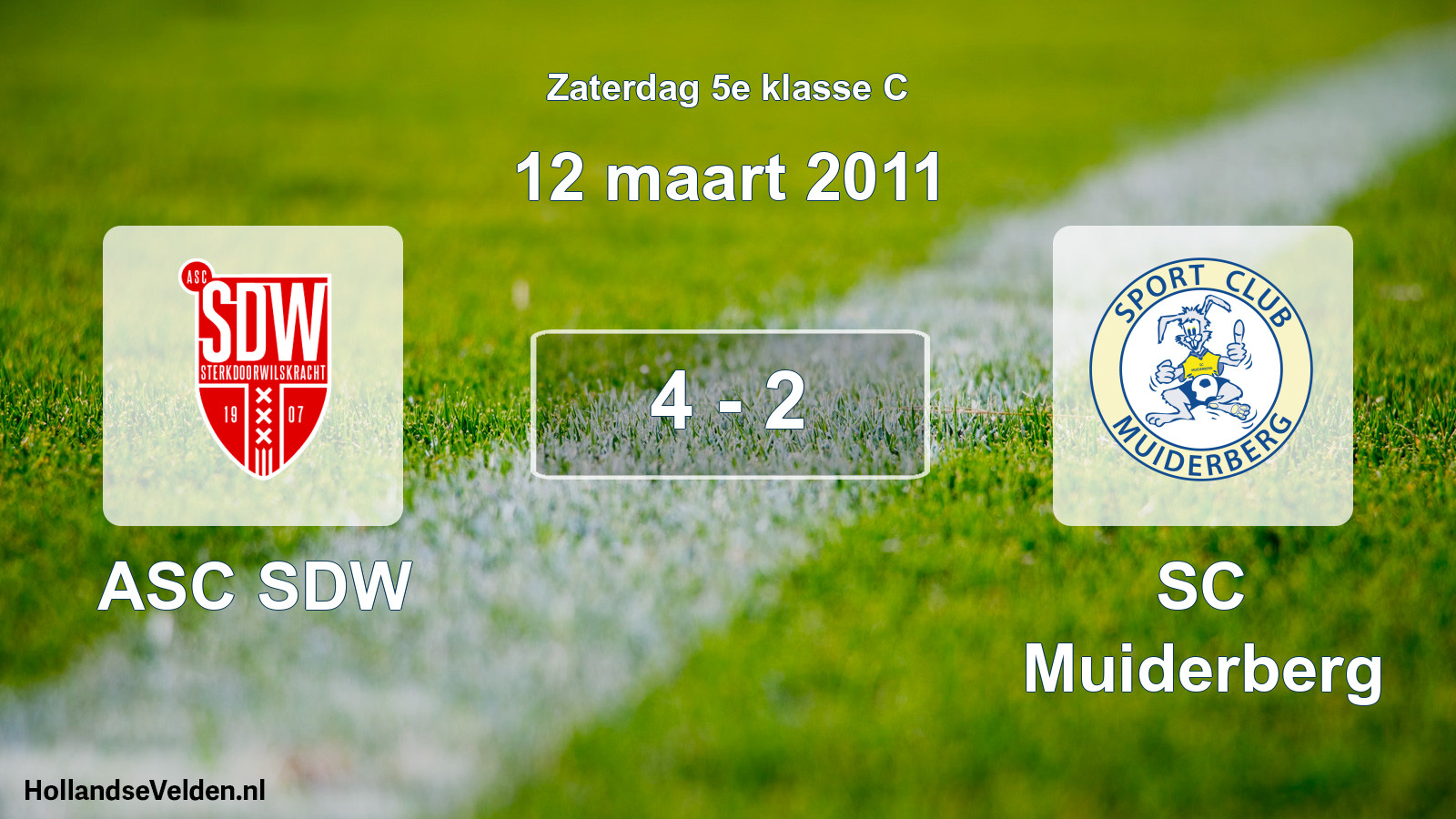 Total number of matches played: ASC SDW - SC Muiderberg 4 - 2 (12 March 2011)