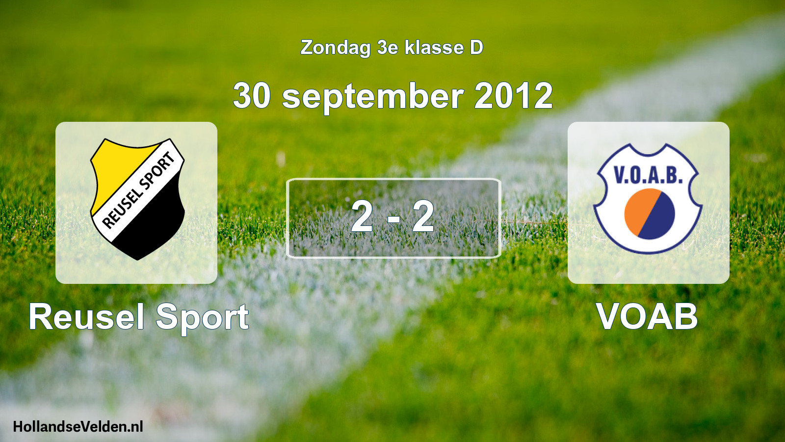 Total number of matches played: Reusel Sport - VOAB 2 - 2 (30 September 2012)