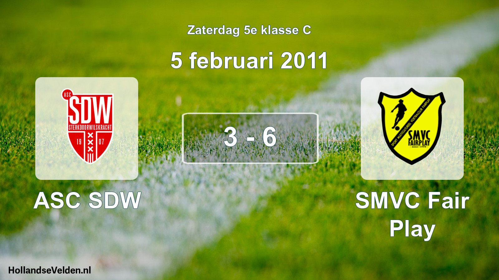 Total number of matches played: ASC SDW - SMVC Fair Play 3 - 6 (5 February 2011)