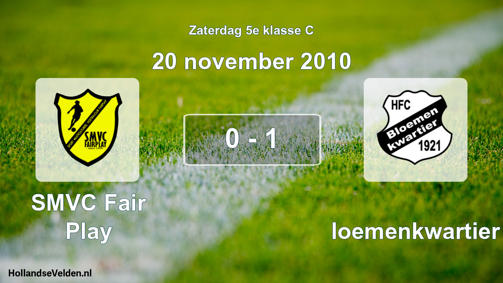 Total number of matches played: SMVC Fair Play - Bloemenkwartier 0 - 1 (20 November 2010)