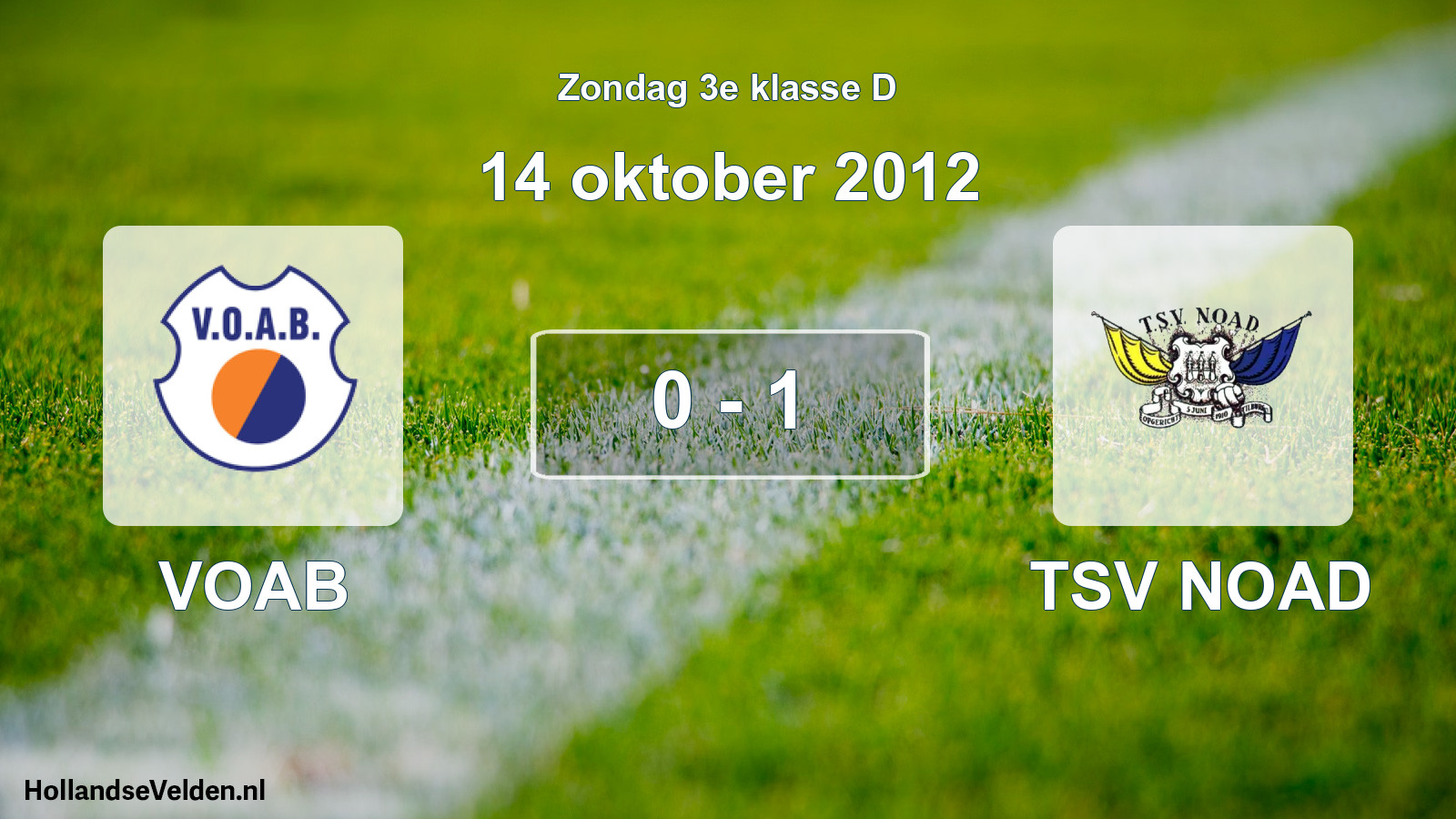 Total number of matches played: VOAB - TSV NOAD 0 - 1 (14 October 2012)