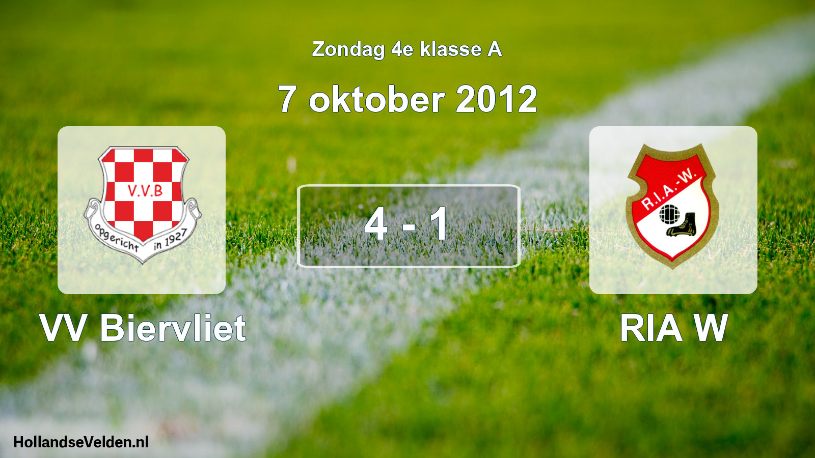 Total number of matches played: VV Biervliet - RIA W 4 - 1 (7 October 2012)
