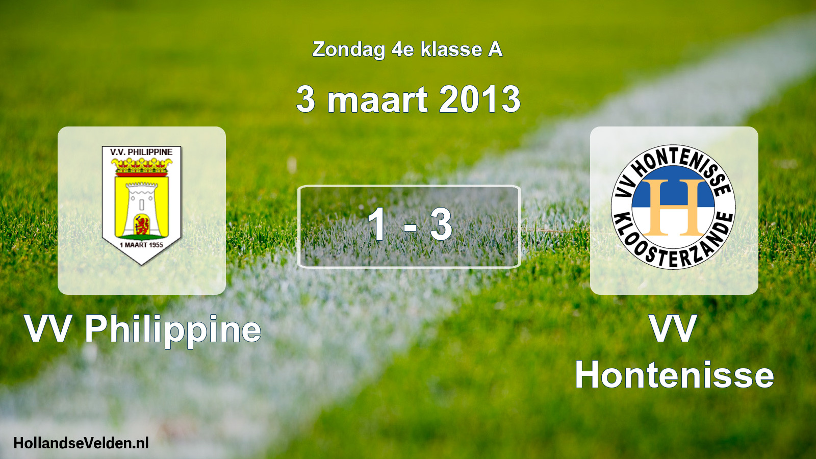 Total number of matches played: VV Philippine - VV Hontenisse 1 - 3 (3 March 2013)