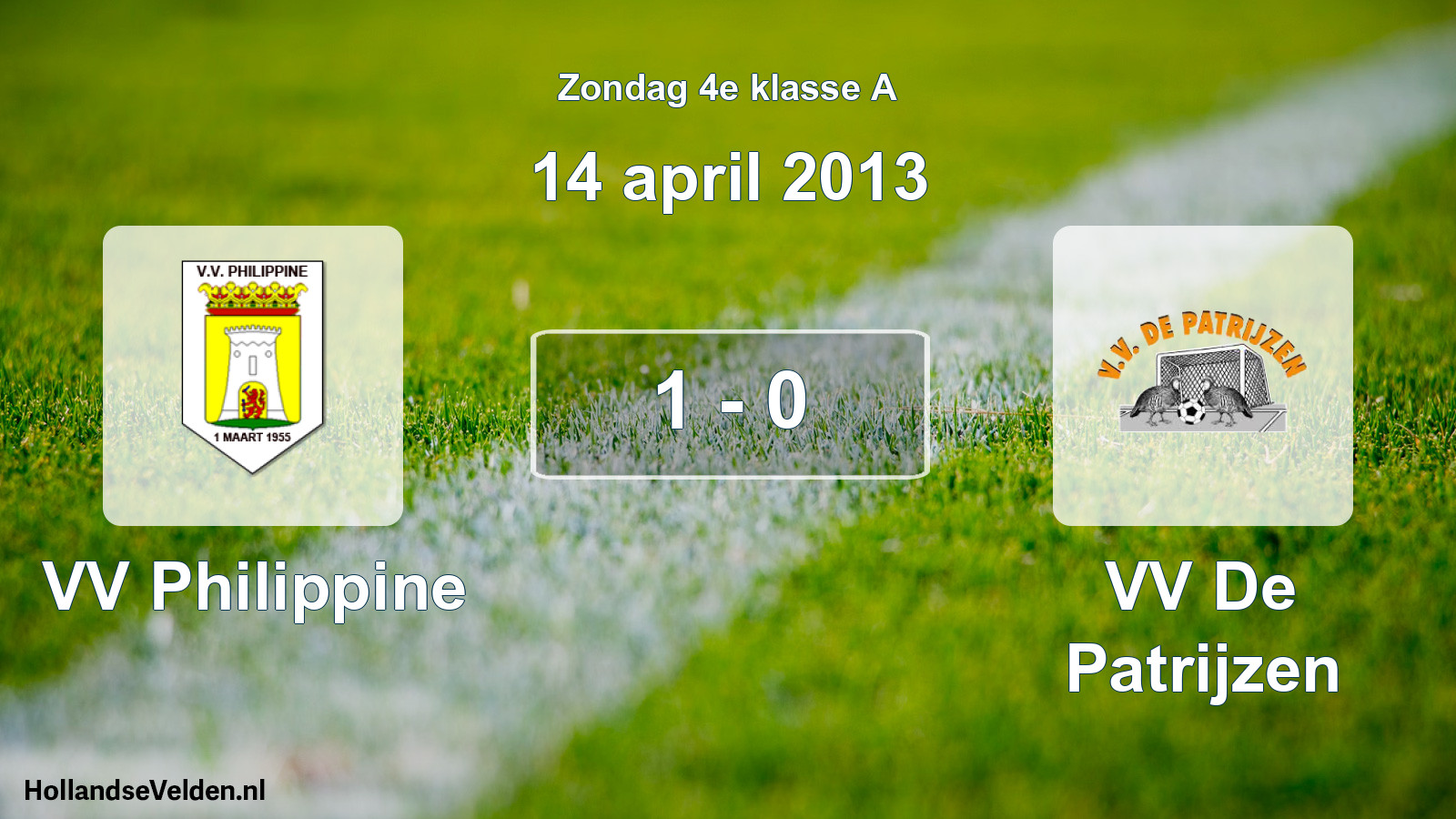 Total number of matches played: VV Philippine - VV De Patrijzen 1 - 0 (14 April 2013)