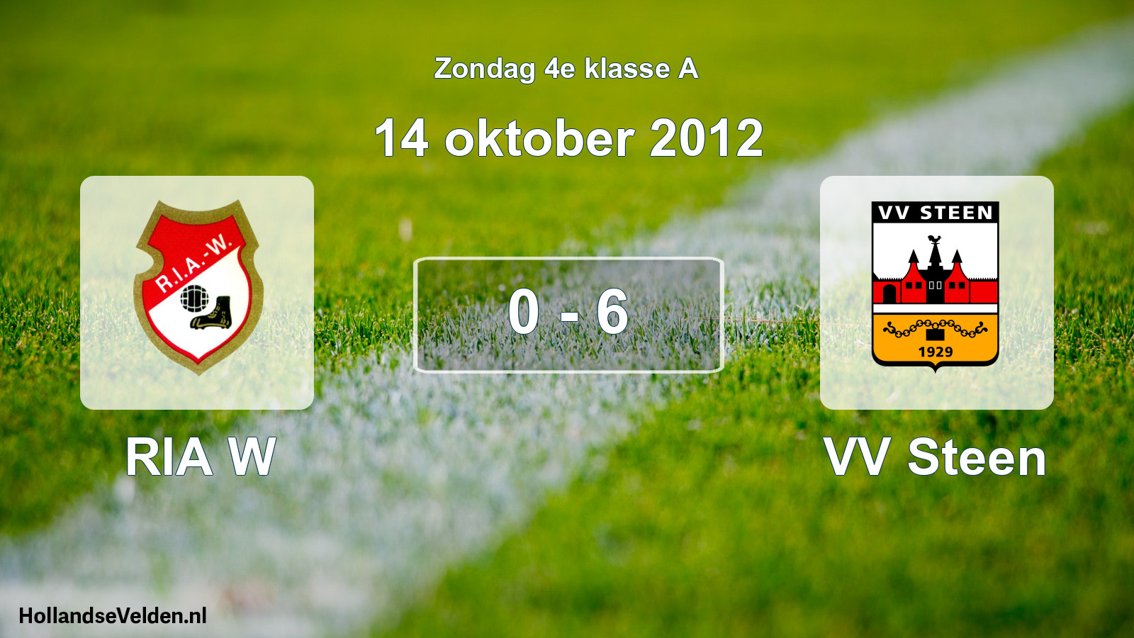 Total number of matches played: RIA W - VV Steen 0 - 6 (14 October 2012)
