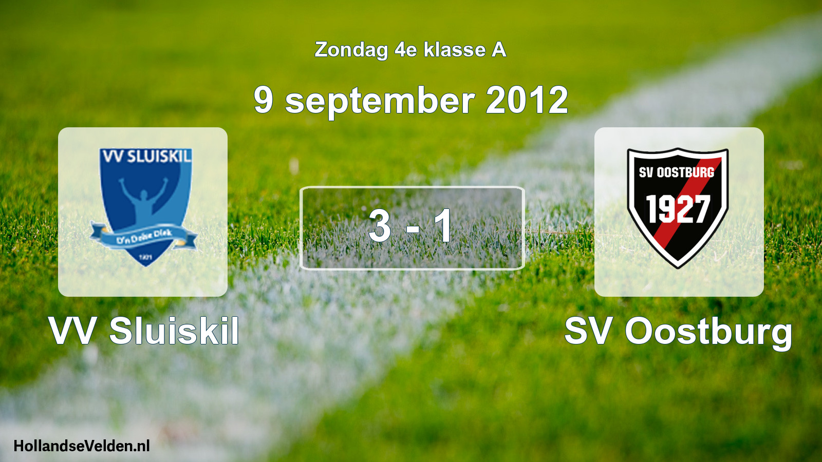 Total number of matches played: VV Sluiskil - SV Oostburg 3 - 1 (9 September 2012)