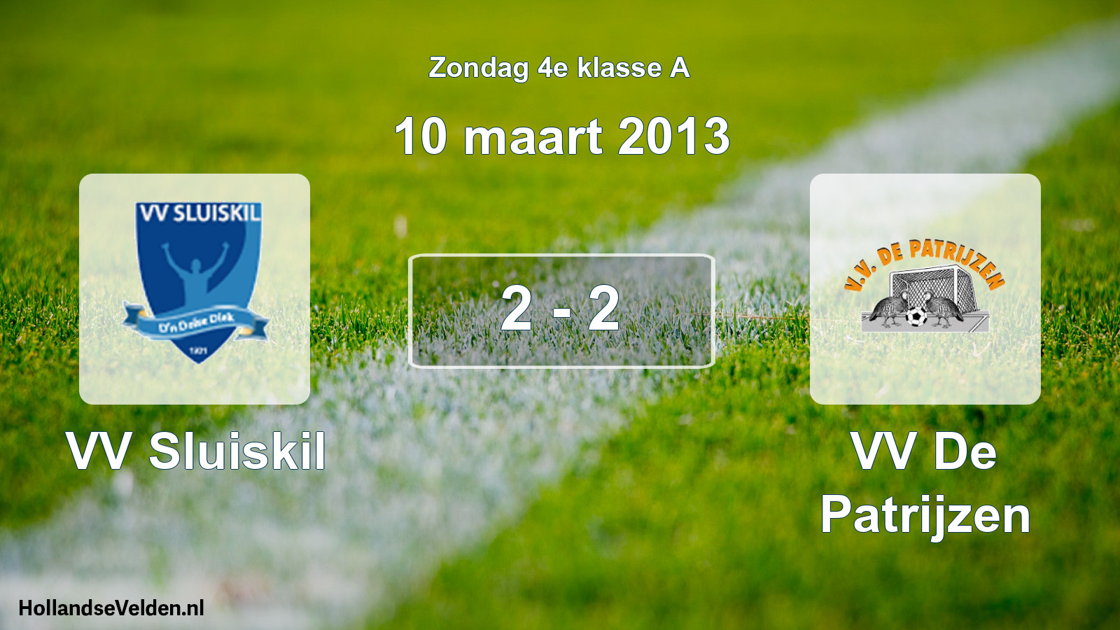 Total number of matches played: VV Sluiskil - VV De Patrijzen 2 - 2 (10 March 2013)