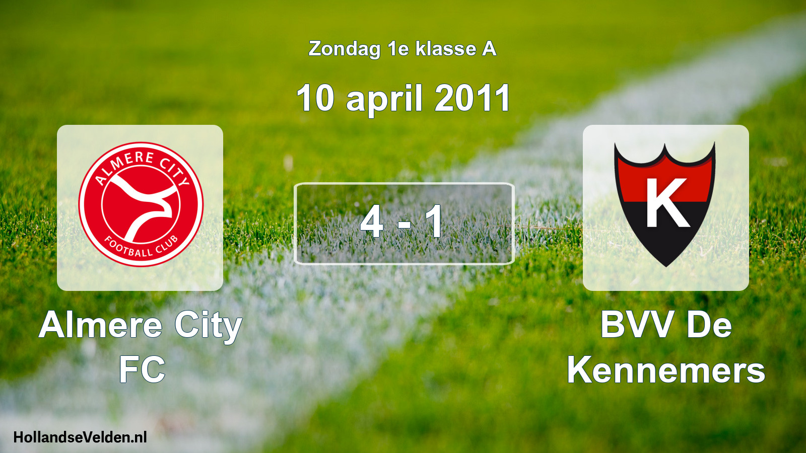 Total number of matches played: Almere City FC - BVV De Kennemers 4 - 1 (10 April 2011)