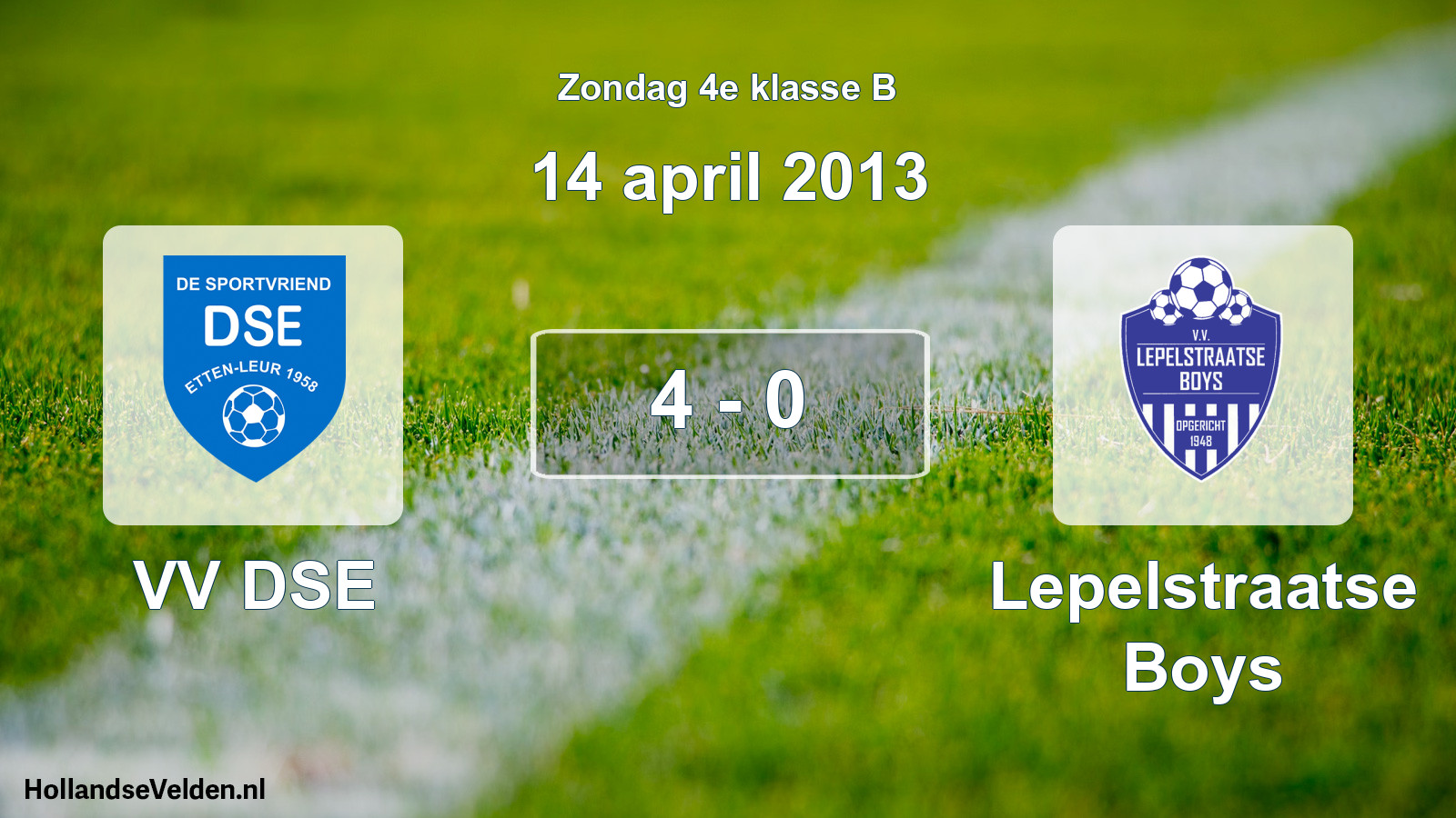 Total number of matches played: VV DSE - Lepelstraatse Boys 4 - 0 (14 April 2013)