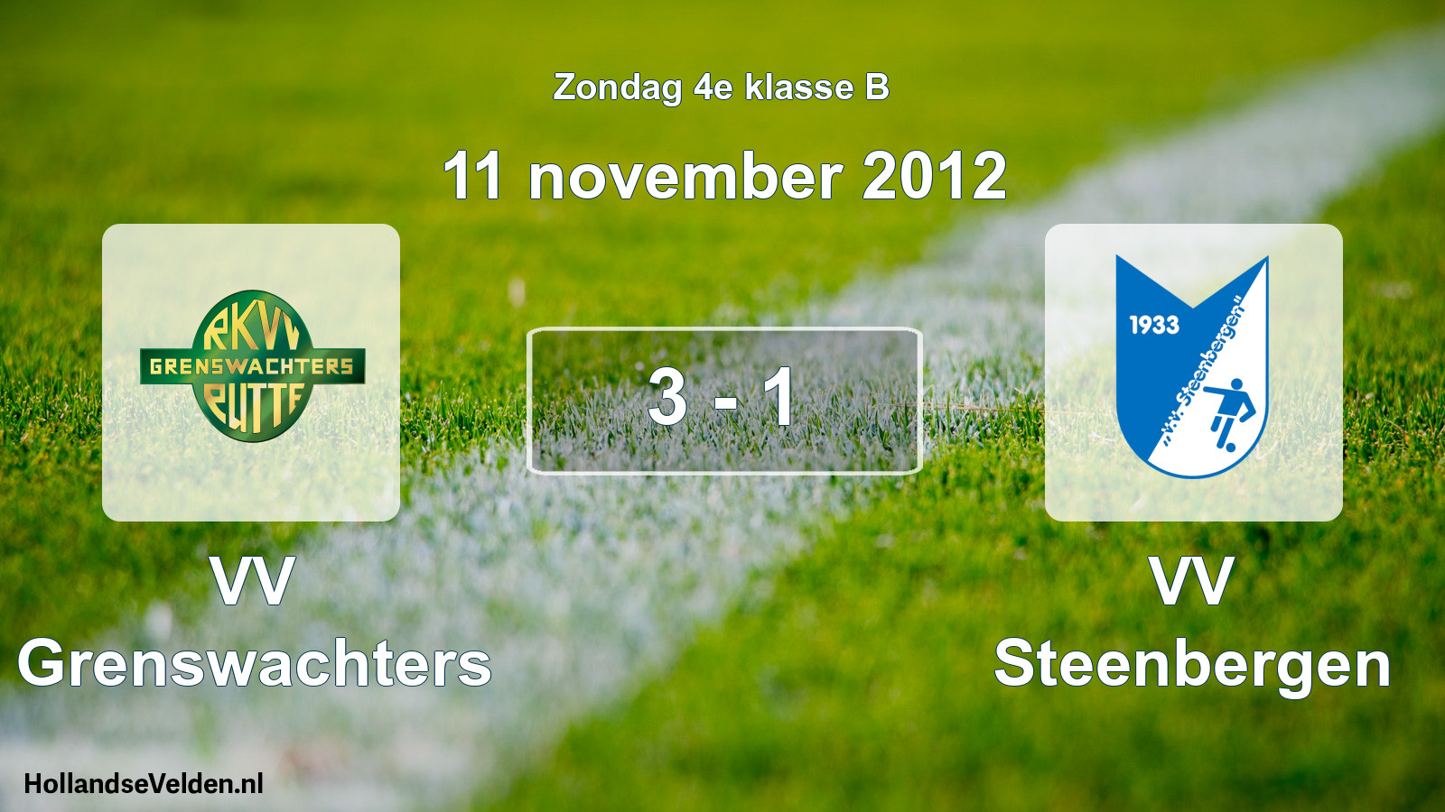 Total number of matches played: VV Grenswachters - VV Steenbergen 3 - 1 (11 November 2012)