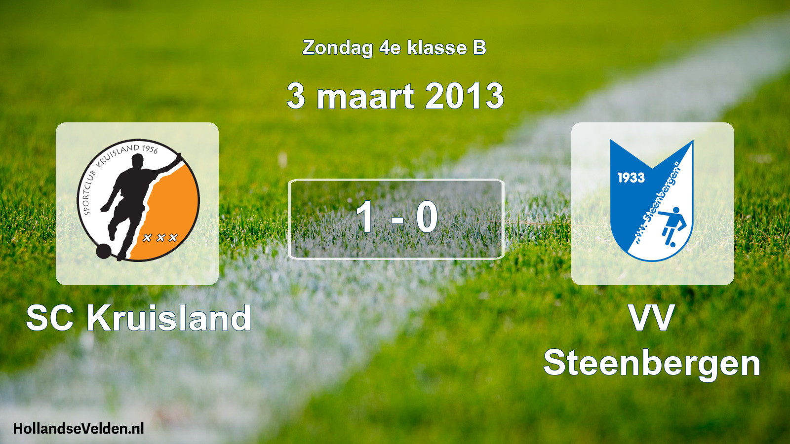 Total number of matches played: SC Kruisland - VV Steenbergen 1 - 0 (3 March 2013)