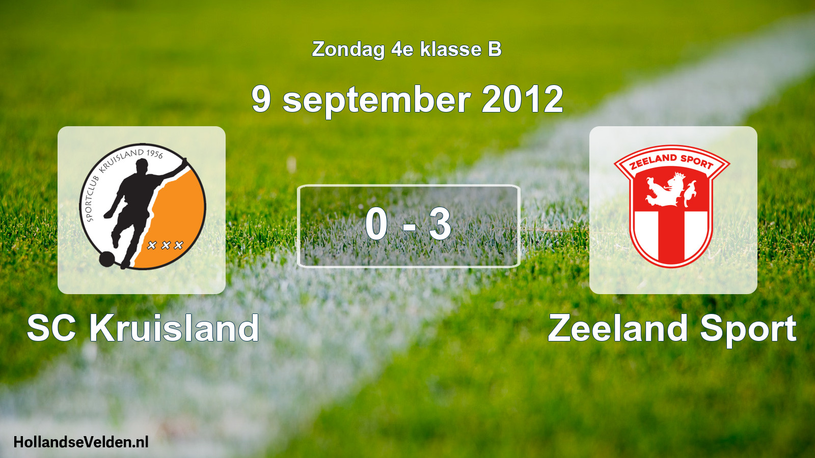 Total number of matches played: SC Kruisland - Zeeland Sport 0 - 3 (9 September 2012)