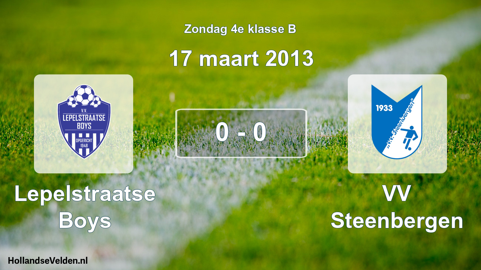 Total number of matches played: Lepelstraatse Boys - VV Steenbergen 0 - 0 (17 March 2013)