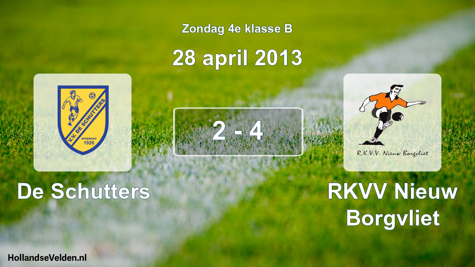 Total number of matches played: De Schutters - RKVV Nieuw Borgvliet 2 - 4 (28 April 2013)